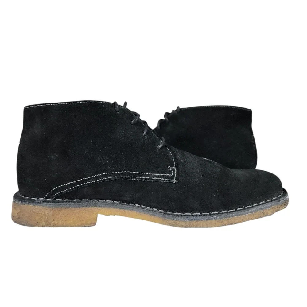 Johnston Murphy Chukka Boot 10.5 Men Runnell Black Sheep Skin Suede Leather Lace